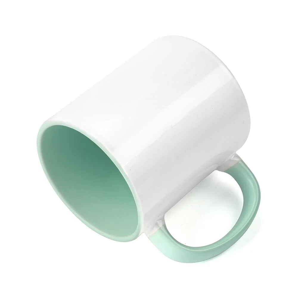 11oz Mint Green Coloured Inner and Handle Ceramic Mug - Image 5