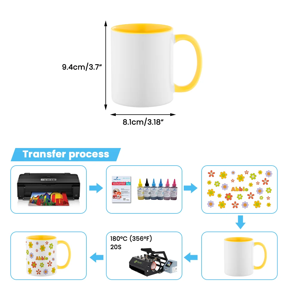 11oz Inner and Handle Colour Mug-Yellow - Image 10