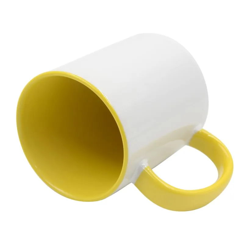 11oz Inner and Handle Colour Mug-Yellow - Image 3