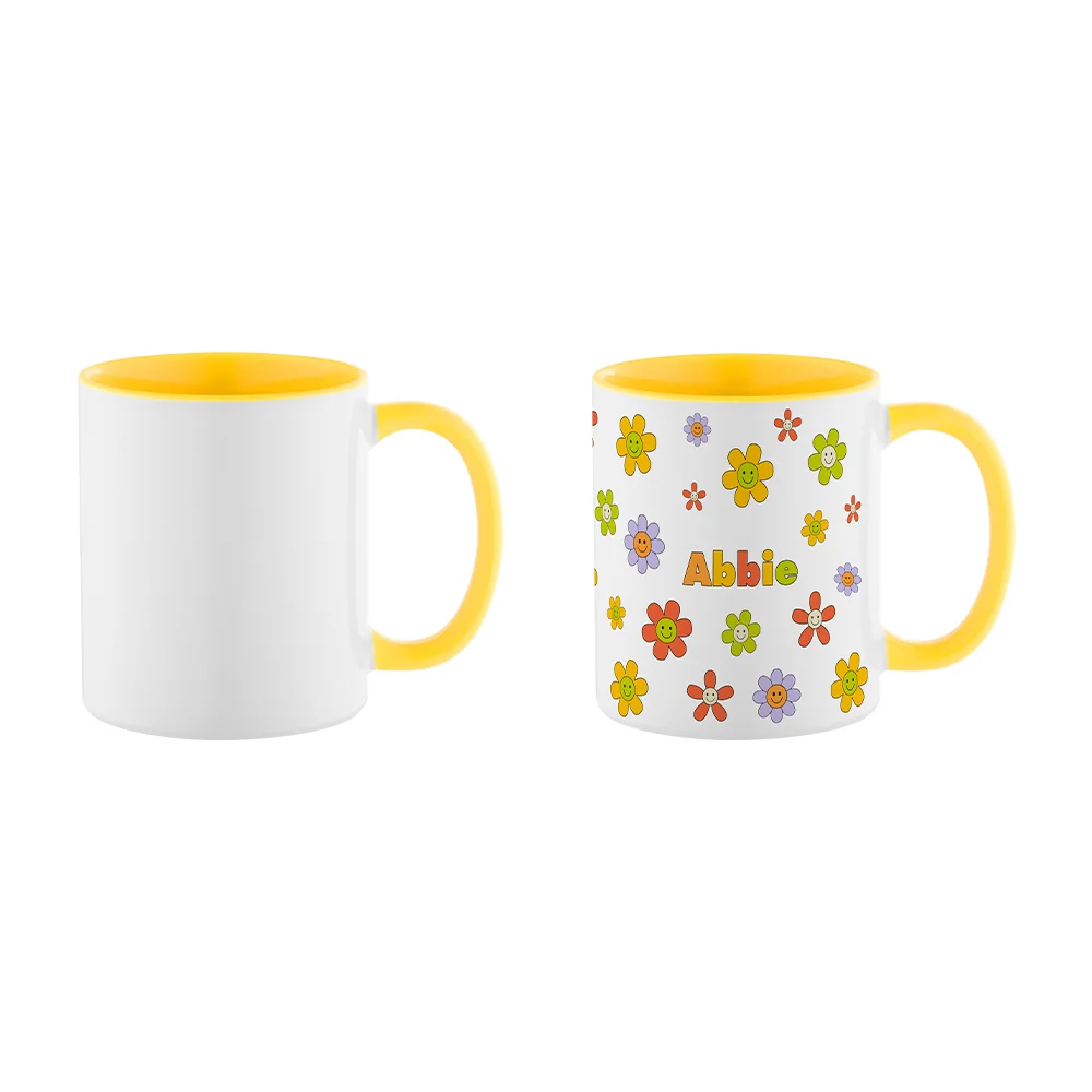 11oz Inner and Handle Colour Mug-Yellow - Image 4