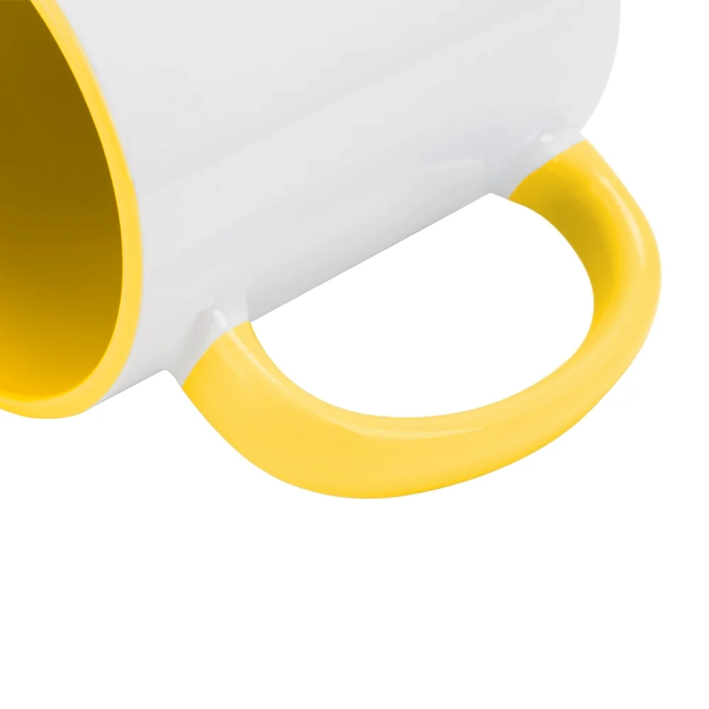 11oz Inner and Handle Colour Mug-Yellow - Image 9