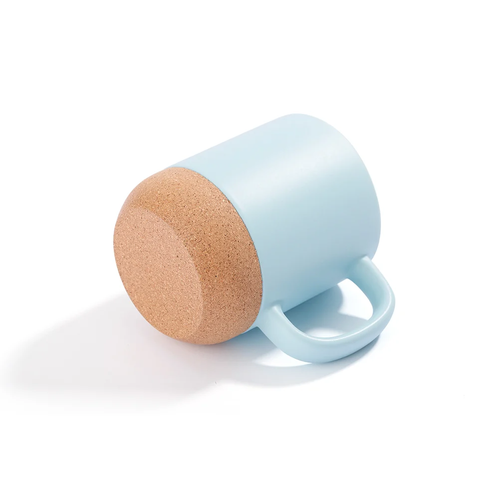 13oz Sublimation Coffee Mug with Detachable Cork Base-Matte Blue - Image 5
