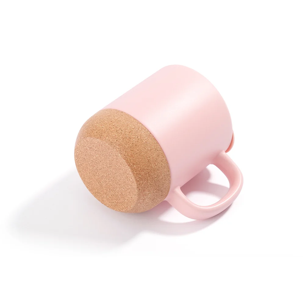 13oz Sublimation Coffee Mug with Detachable Cork Base-Matte Pink - Image 5