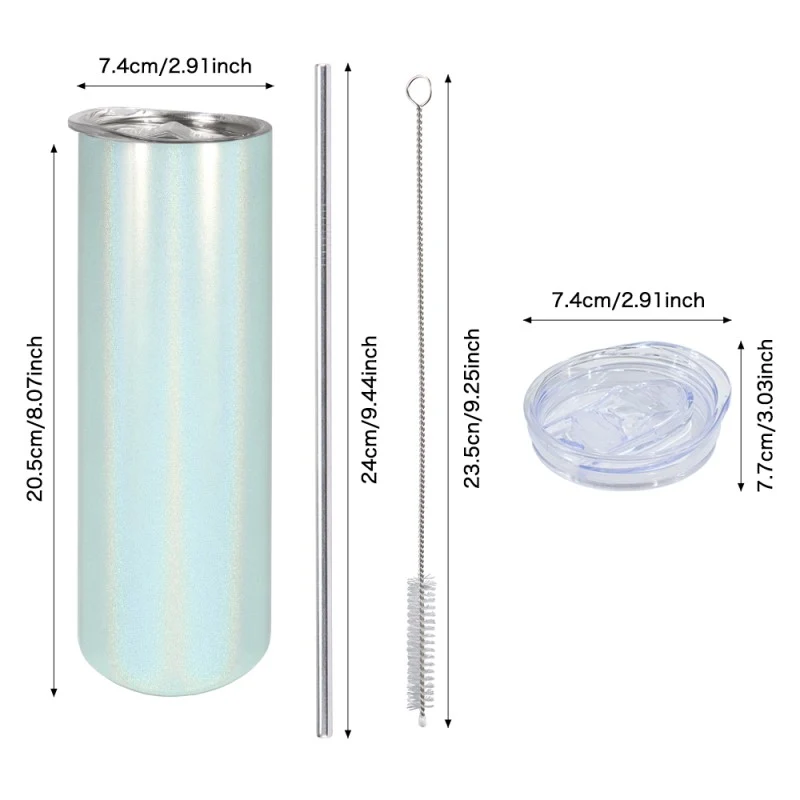 20oz Stainless Steel Tumbler - Mint Green Sparkle - Image 4