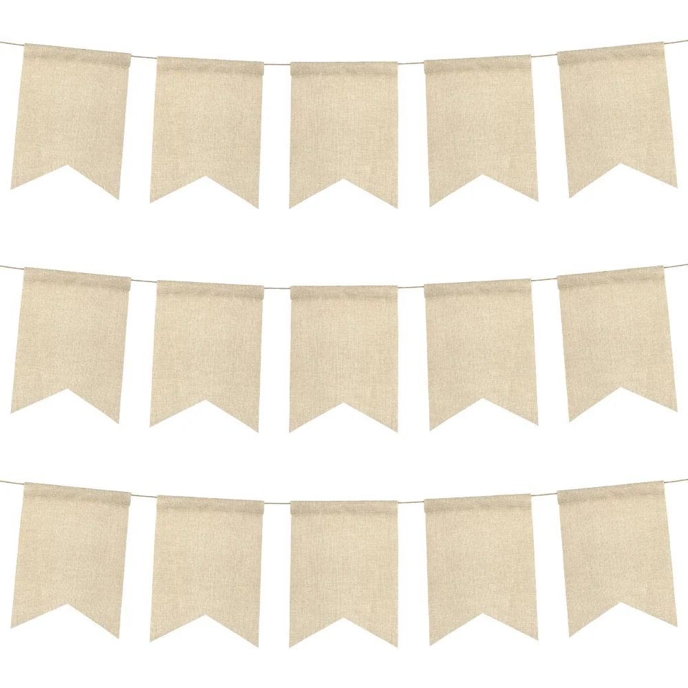 5pcs Burlap Rectangle Banners - 15.5 x 22 cm - Image 4