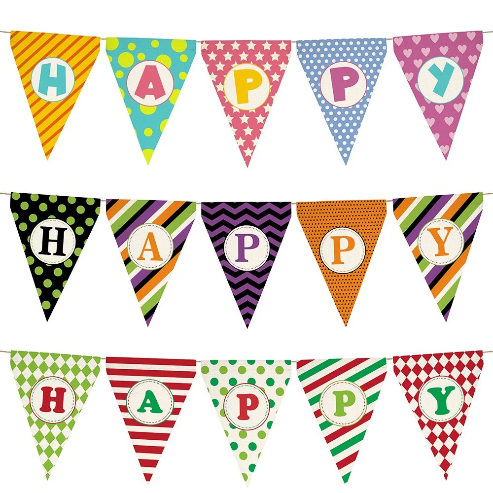 5pcs Linen Triangle Banners - 15.5 x 22 cm - Image 3