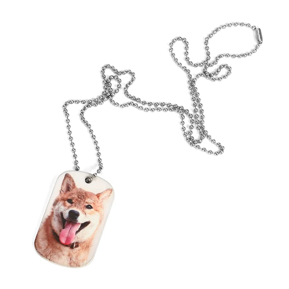 Aluminium ID Tag Necklace - Double side printable - 38 x 22 mm - Image 6