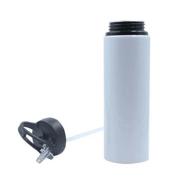Aluminium Straw Water Bottle 500ml White - Image 3