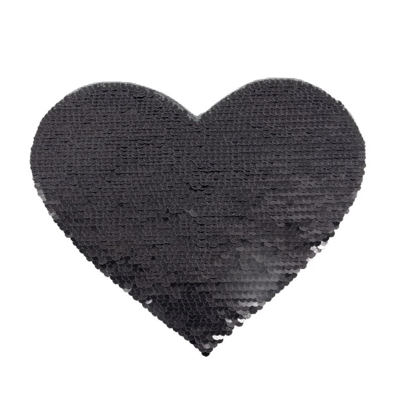 Black & White Sequin Transfer Heart Shape - Image 3
