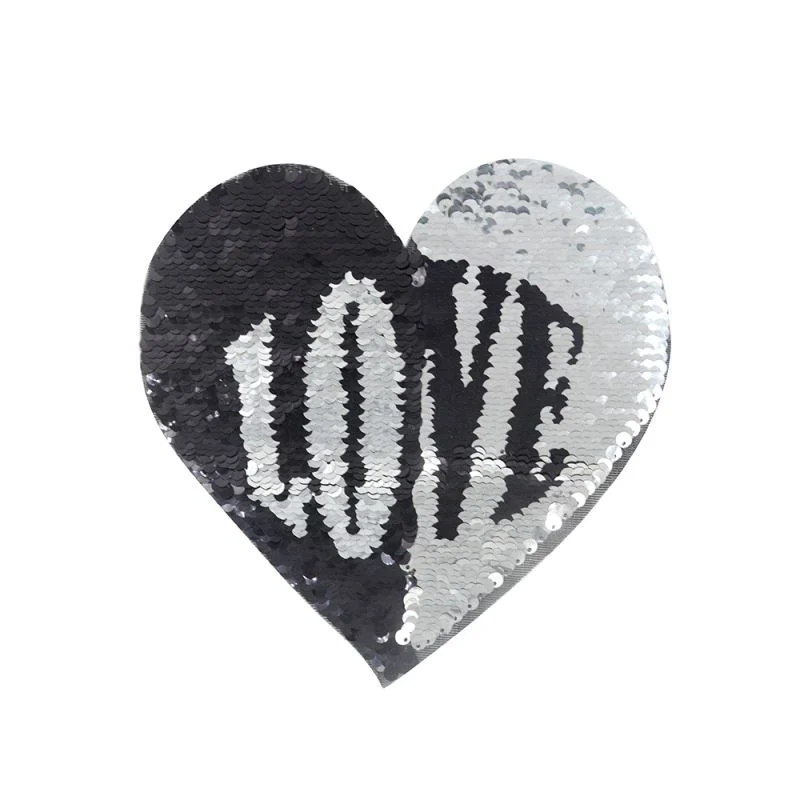 Black & White Sequin Transfer Heart Shape - Image 4