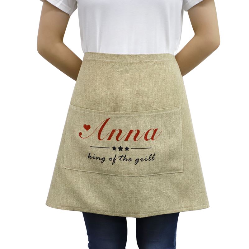 Burlap Adult Waist Apron With Pocket - Image 3