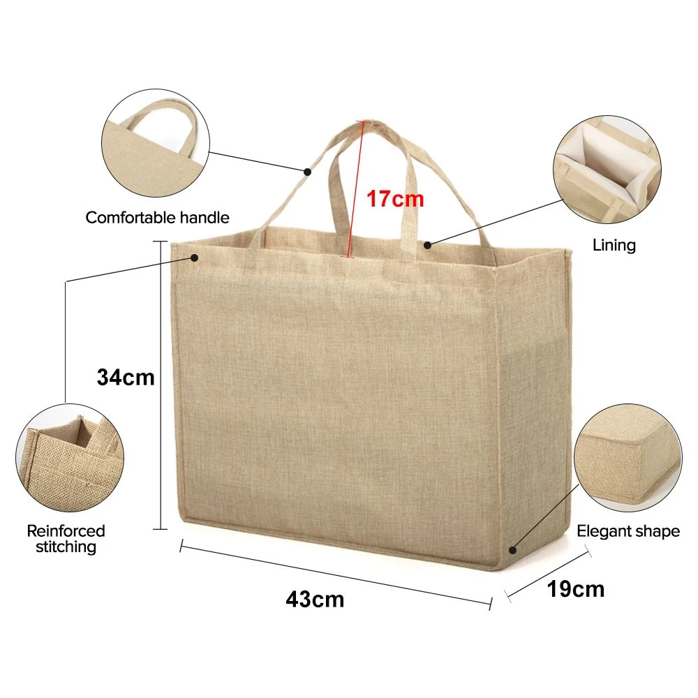 Burlap Tote Bag Natural - 43 x 34 x 19 cm - Image 6