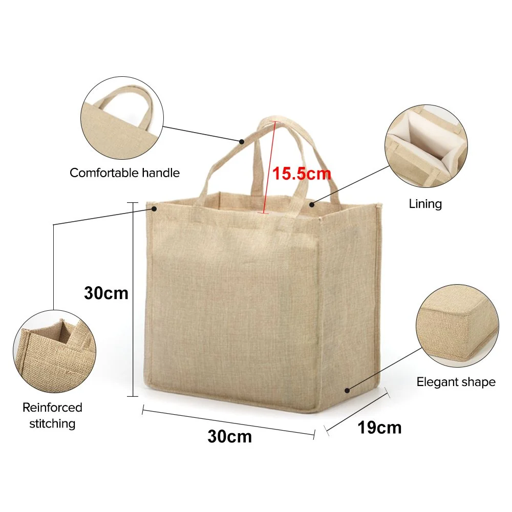 Burlap Tote Bag Natural - 30 x 30 x 19 cm - Image 5