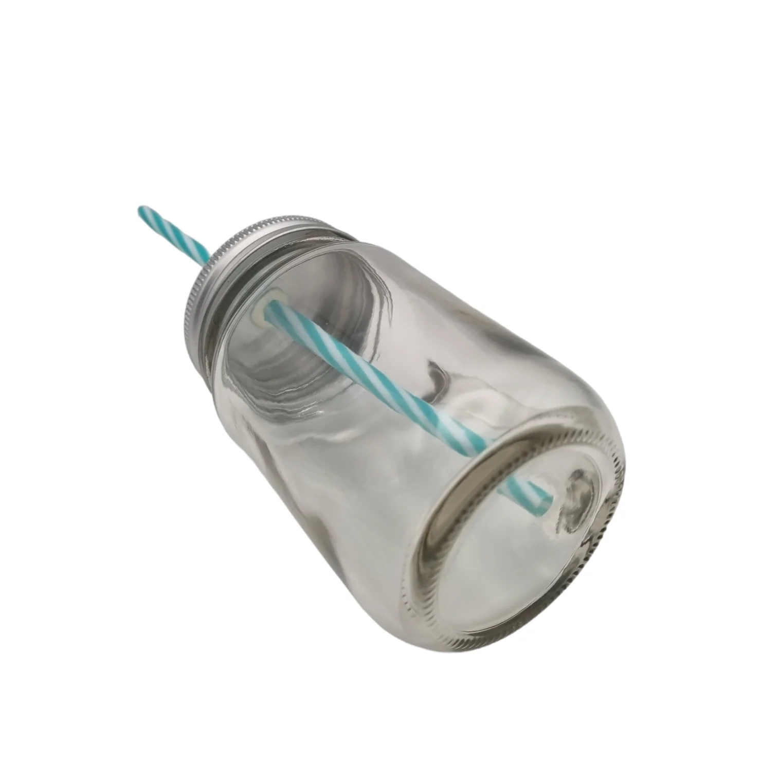 Glass Mason Jar with straw - Image 3