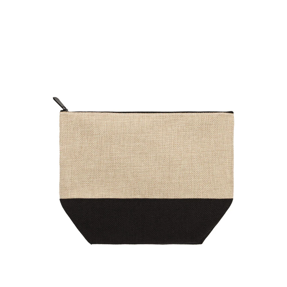 Dark Linen Cosmetic Bag With Black Base 18.5 x 24 - Image 6