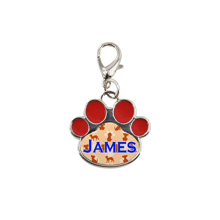 Dog Tag Paw Shape - Red