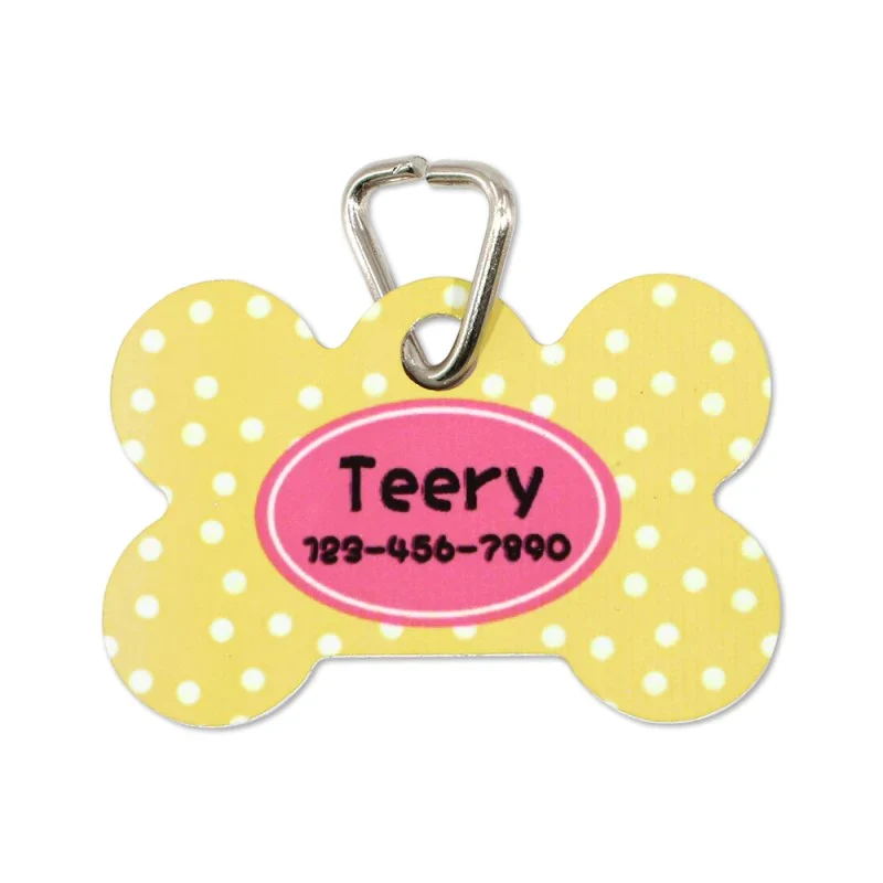 Double Side Printable Aluminium Pet Tag Bone Shape