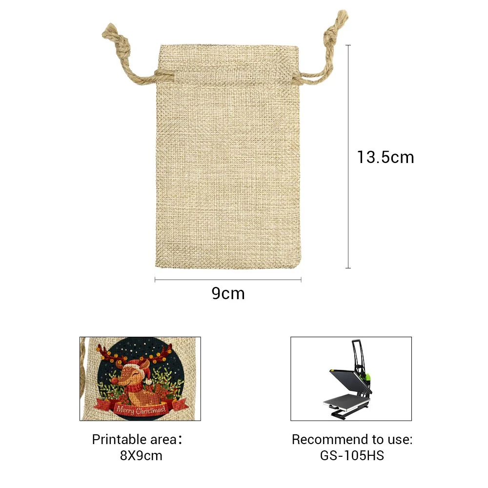 Faux Burlap Drawstring Bag - 13.5 x 9 cm - Image 4