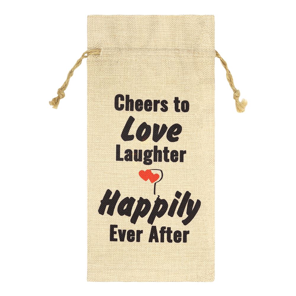 Faux Burlap Drawstring Bottle Bag - 17 x 34 cm - Image 4