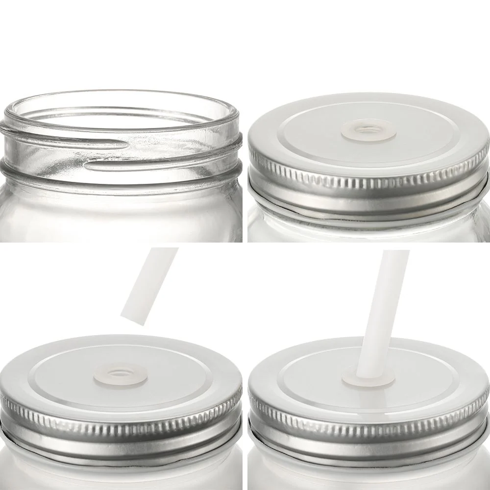 Frosted glass Mason Jar with straw - Image 4