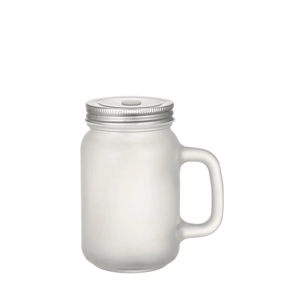 Frosted glass Mason Jar with straw - Image 5