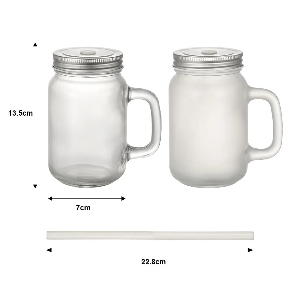 Frosted glass Mason Jar with straw - Image 8