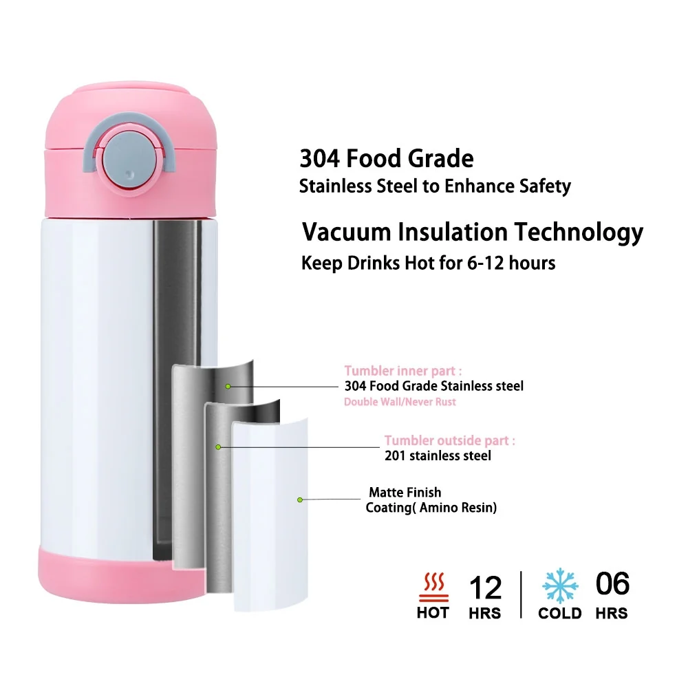 Kids Water Bottle with Straw-500ml -Pink - Image 6