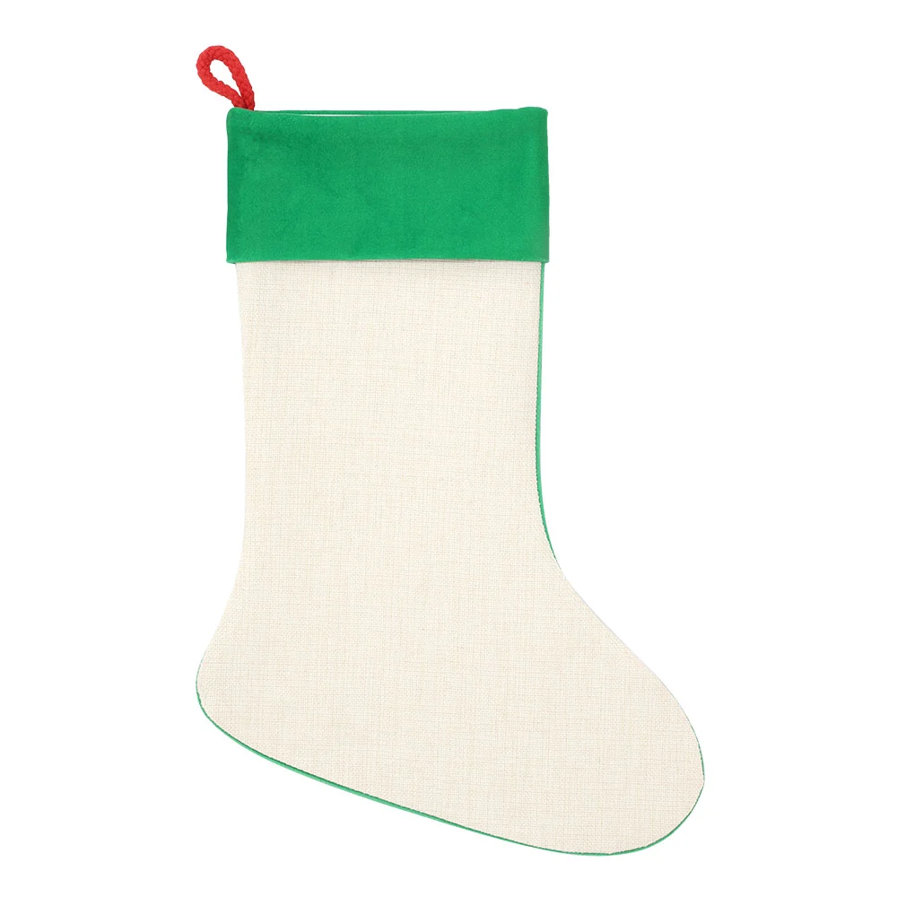 Linen Christmas Stocking Green - 30 x 45 cm - Image 2