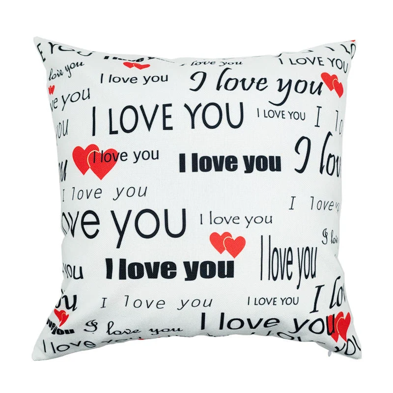 Linen - I love You Cushion Cover - 40 x 40 cm - Image 4