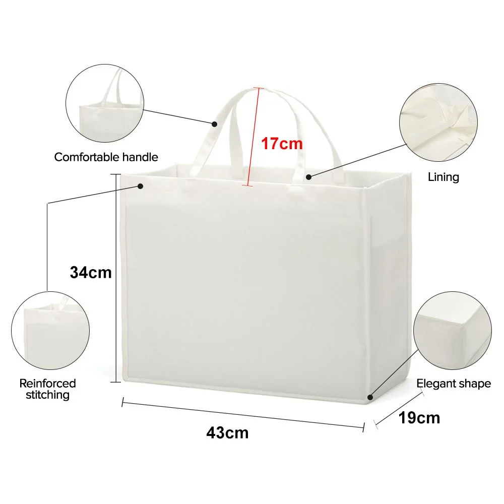 Linen Tote Bag White - 43 x 34 x 19 cm - Image 7