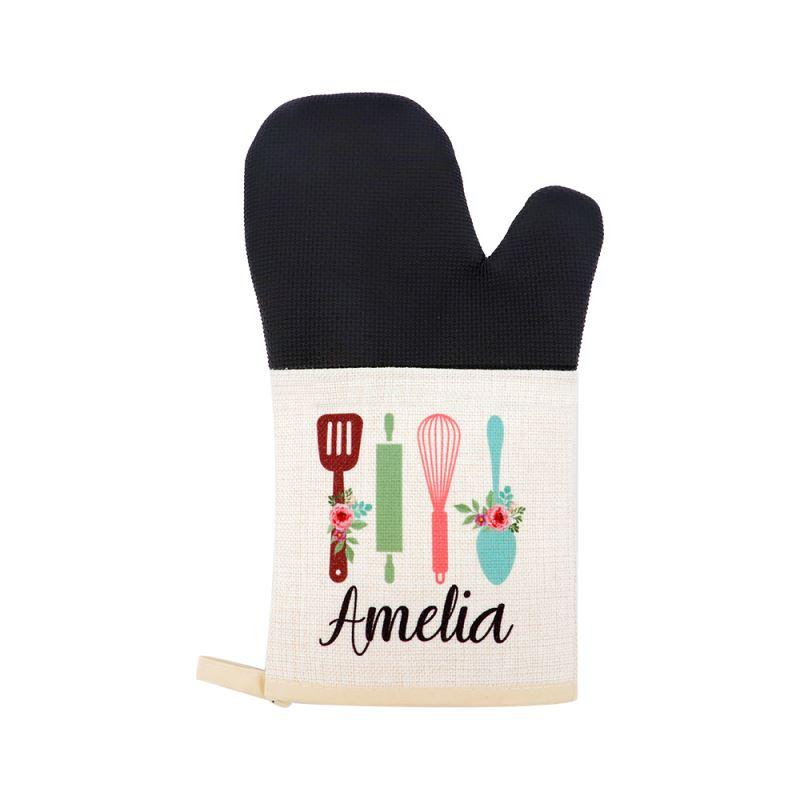 Linen Oven Glove with Rubber Patch - Image 3