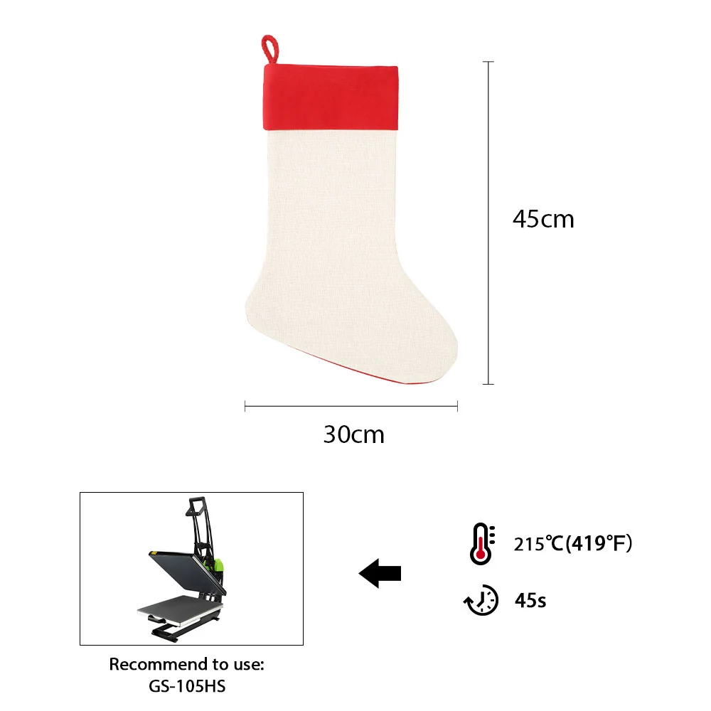 Linen Red Christmas Stocking - 30 x 45 cm - Image 4