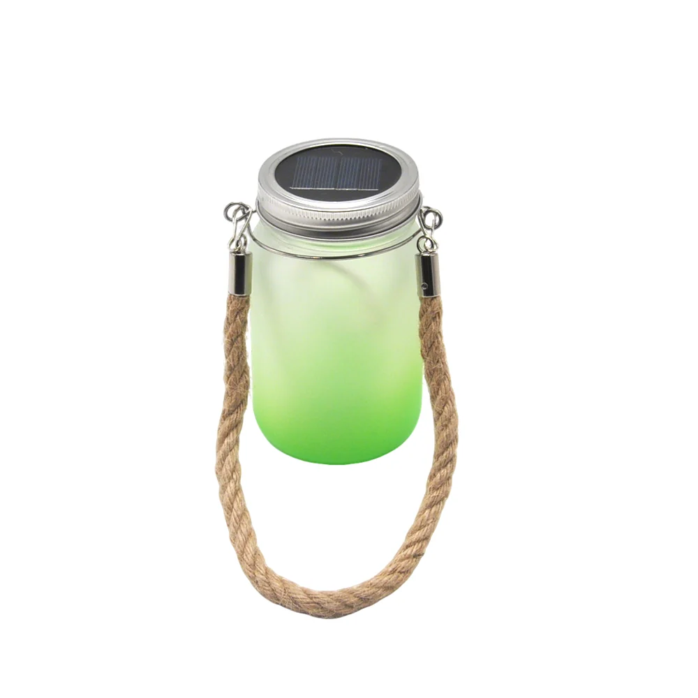 Mason Jar with Solar Powered Lights - Green - Image 3