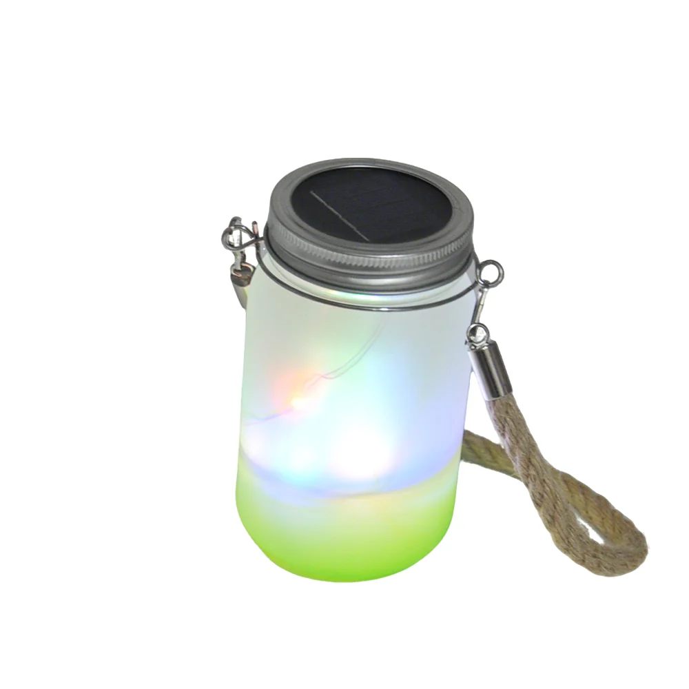 Mason Jar with Solar Powered Lights - Green - Image 4