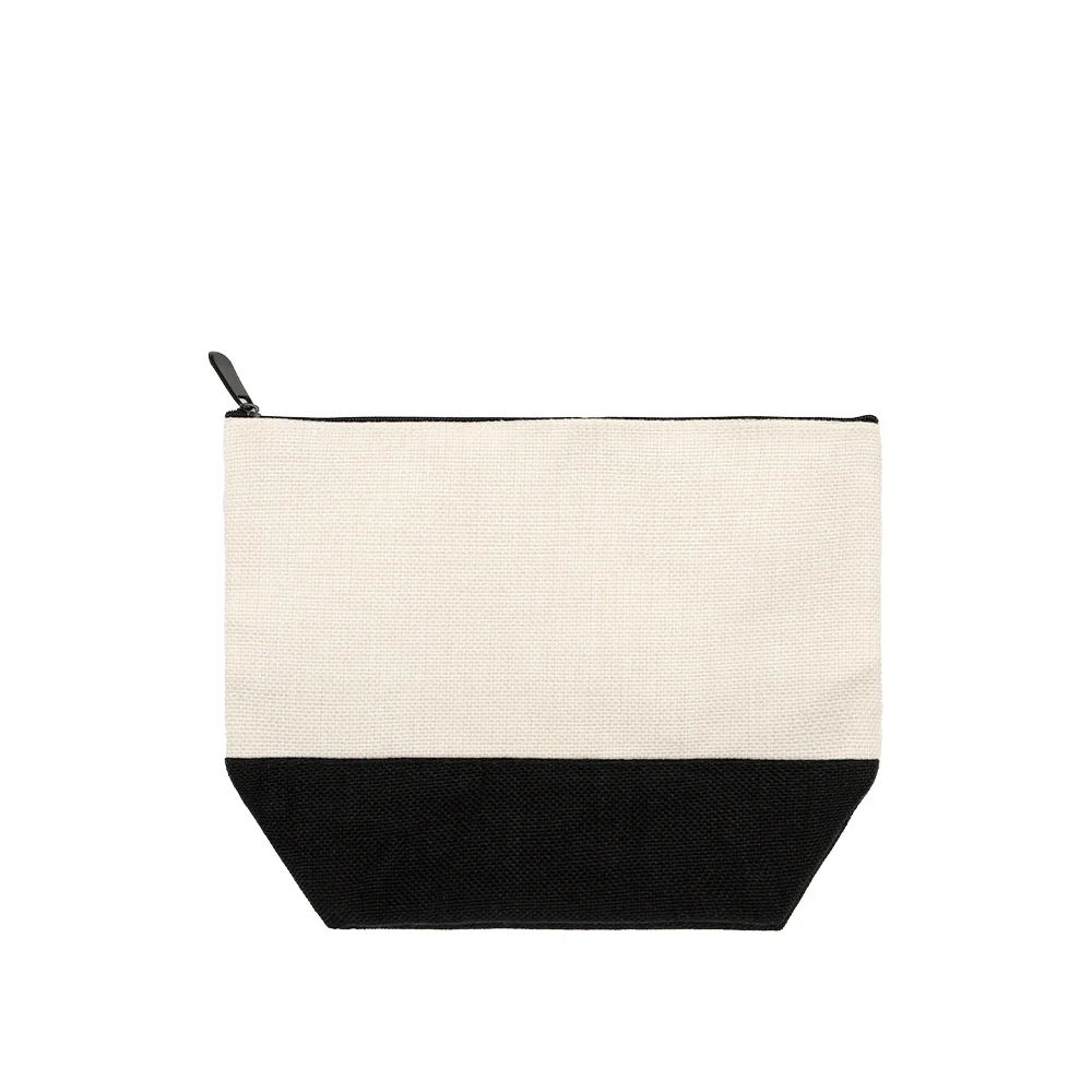 Natural Linen Cosmetic Bag With Black Base 18.5 x 24 - Image 5