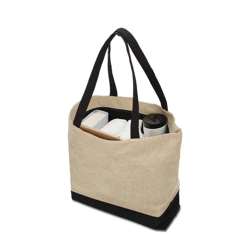 Dark Linen Shopping Bag With Black Base 36 x 48 - Image 5