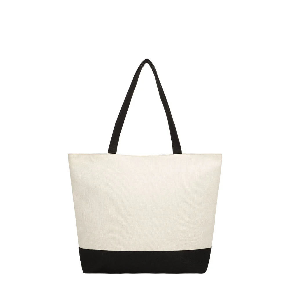 Natural Linen Shopping Bag With Black Base 36 x 48 - Image 2