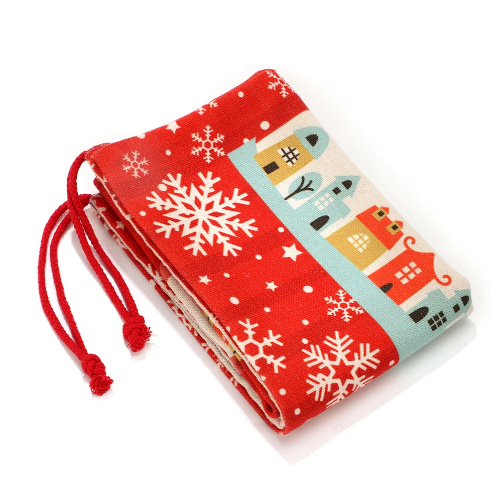 Large Red Linen Christmas Gift Sack with Drawstring – 50 x 66 cm - Image 4
