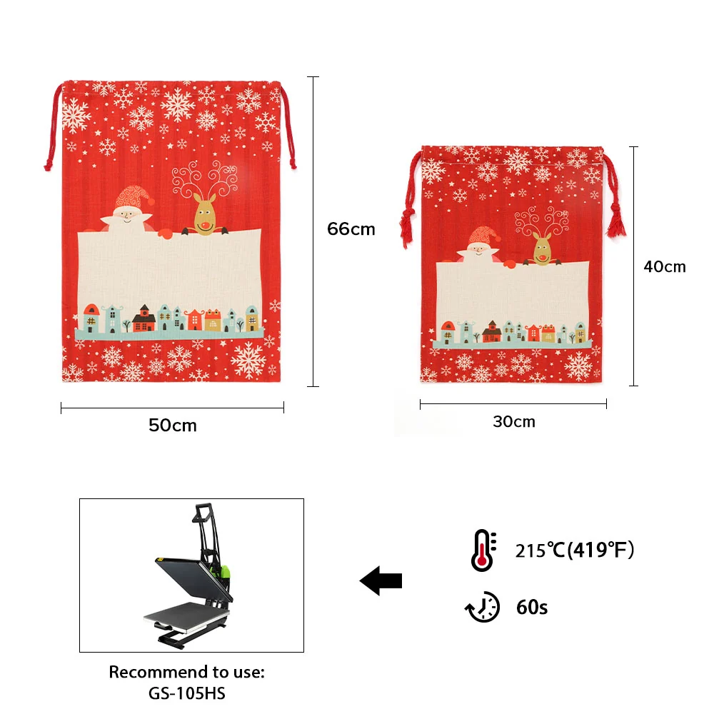Large Red Linen Christmas Gift Sack with Drawstring – 50 x 66 cm - Image 5