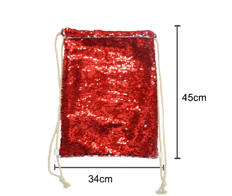 Red Sequin drawstring bag - 34 x 45 cm - Image 3