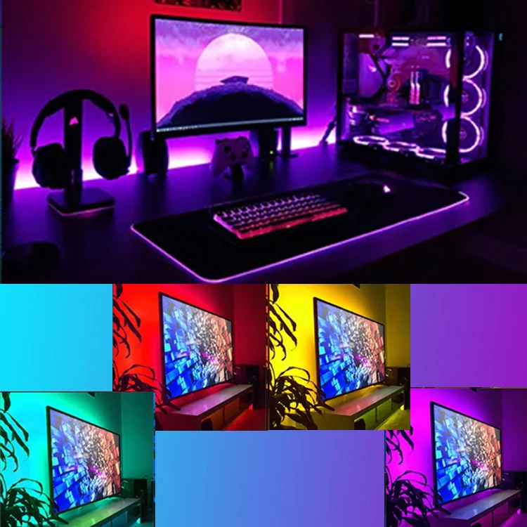 RGB LED Strip Light USB with Bluetooth & Remote 1M - Image 4