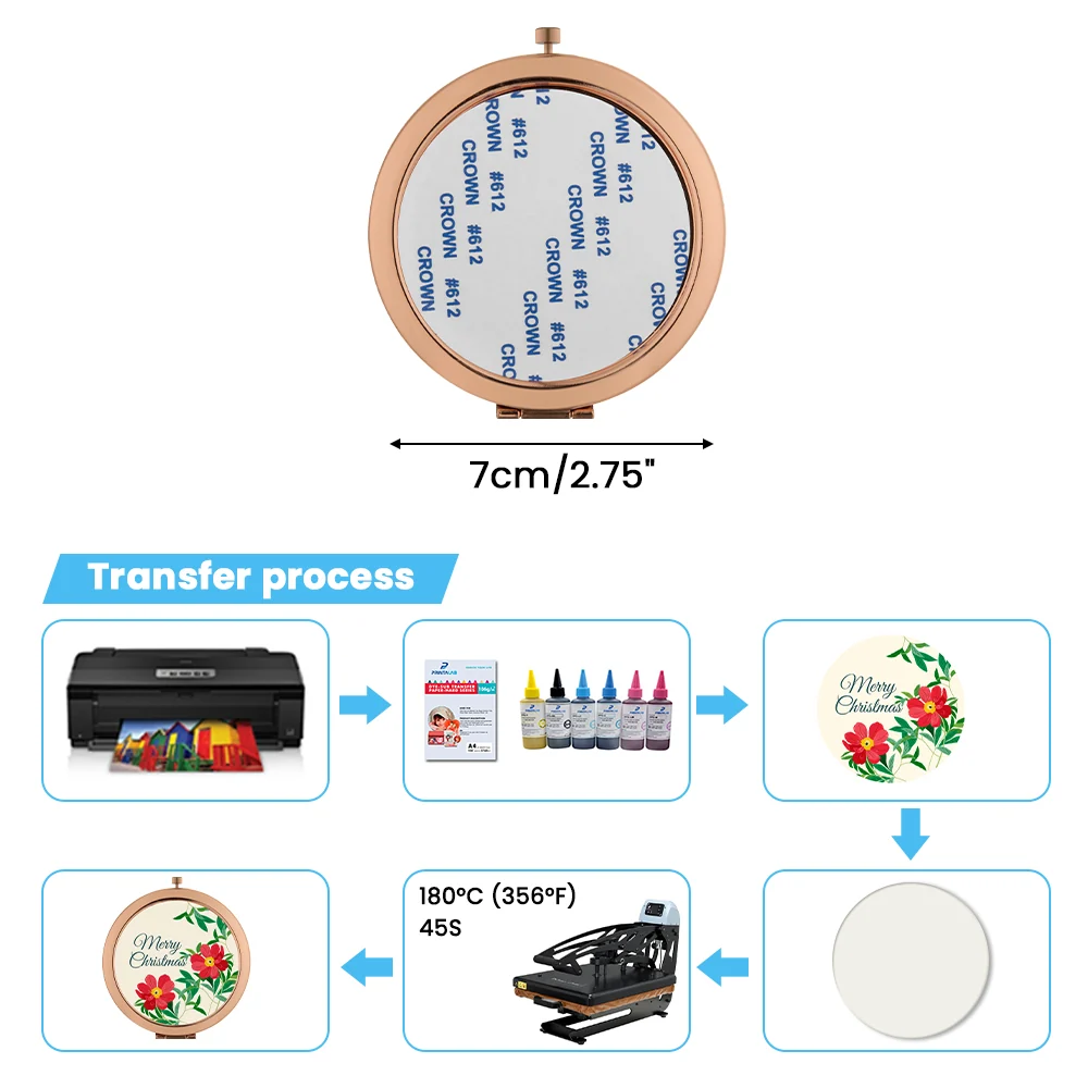 Round Compact Pocket Mirror - Rose Gold - Image 6