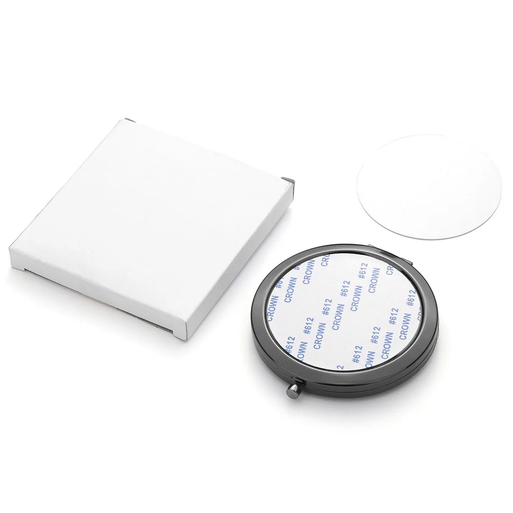 Round Compact Pocket Mirror - Smoked black