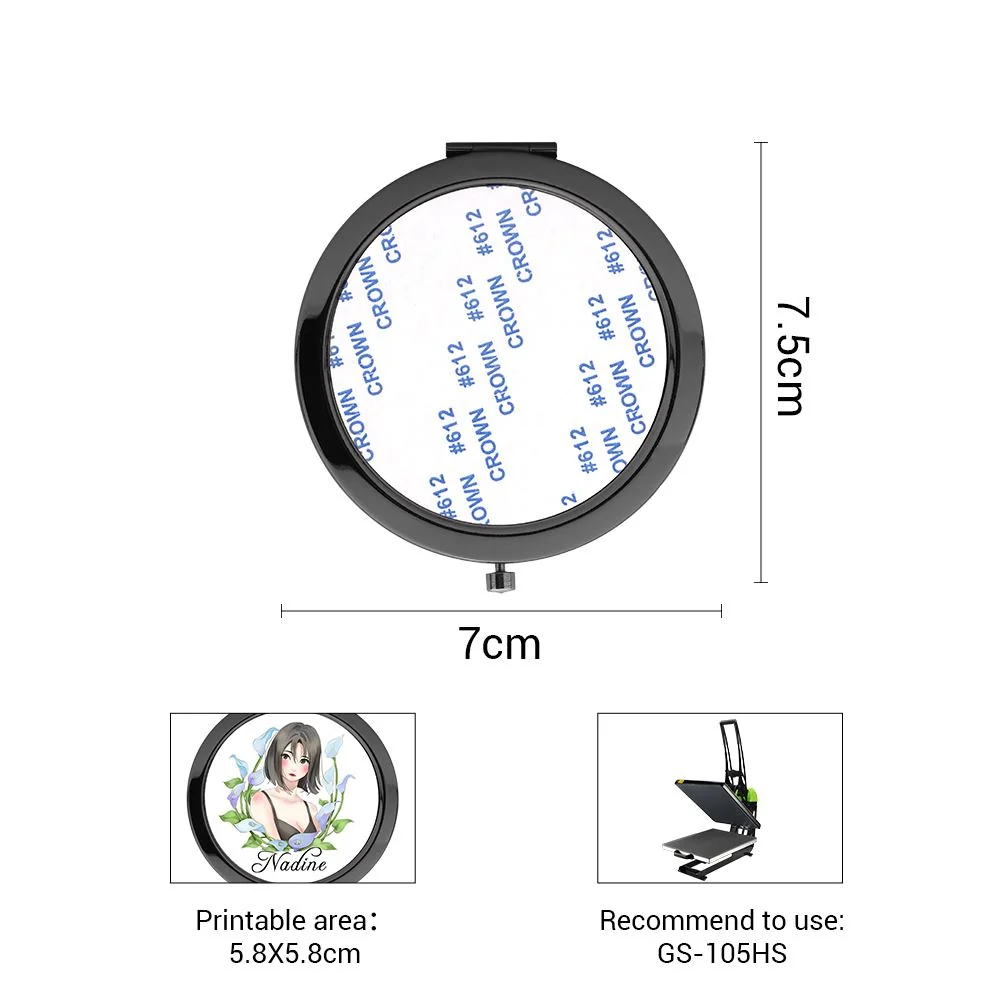 Round Compact Pocket Mirror - Smoked black - Image 5