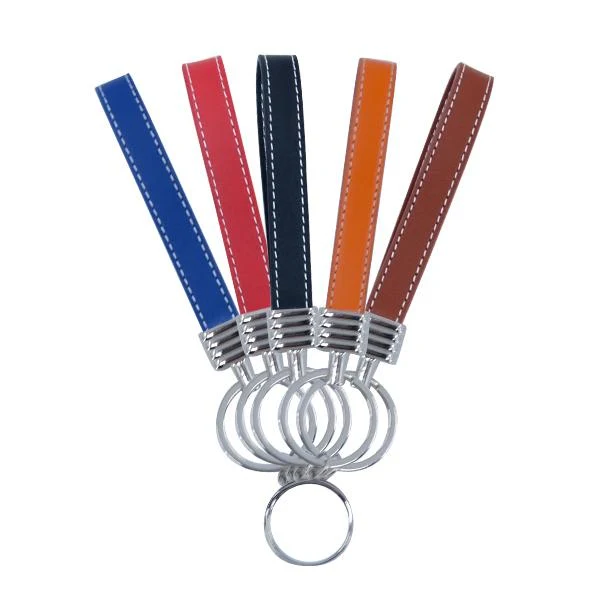 Round Keyring with Leather Hand Chain - Orange - Image 4