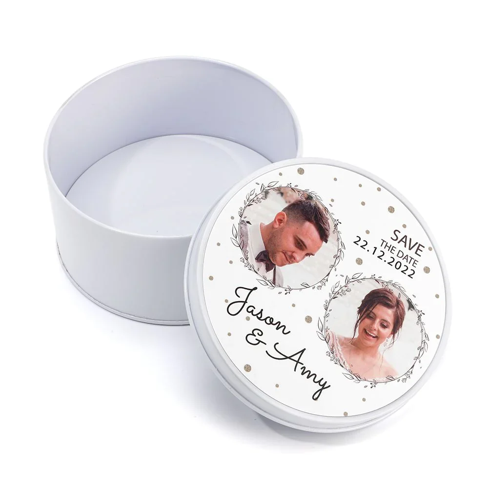 Round Metal Tin - White - Image 4