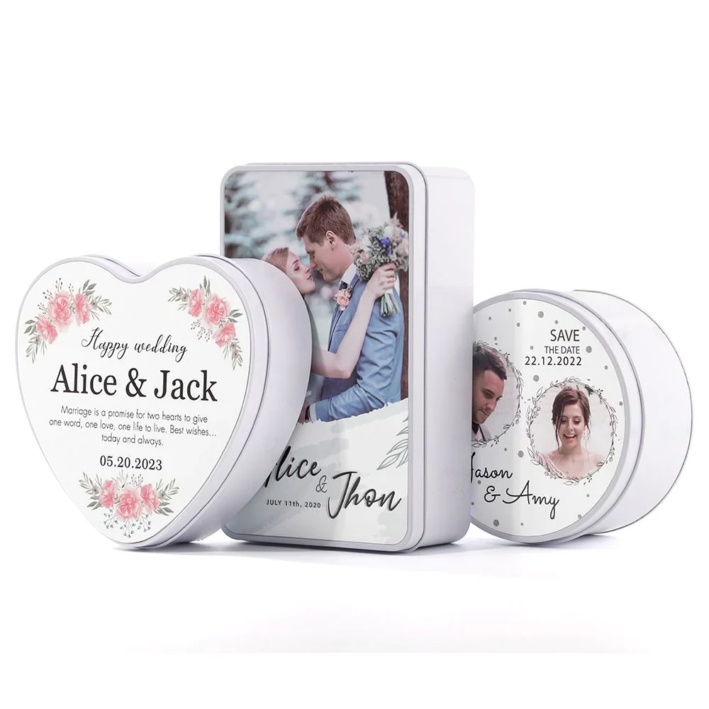 Round Metal Tin - White - Image 6