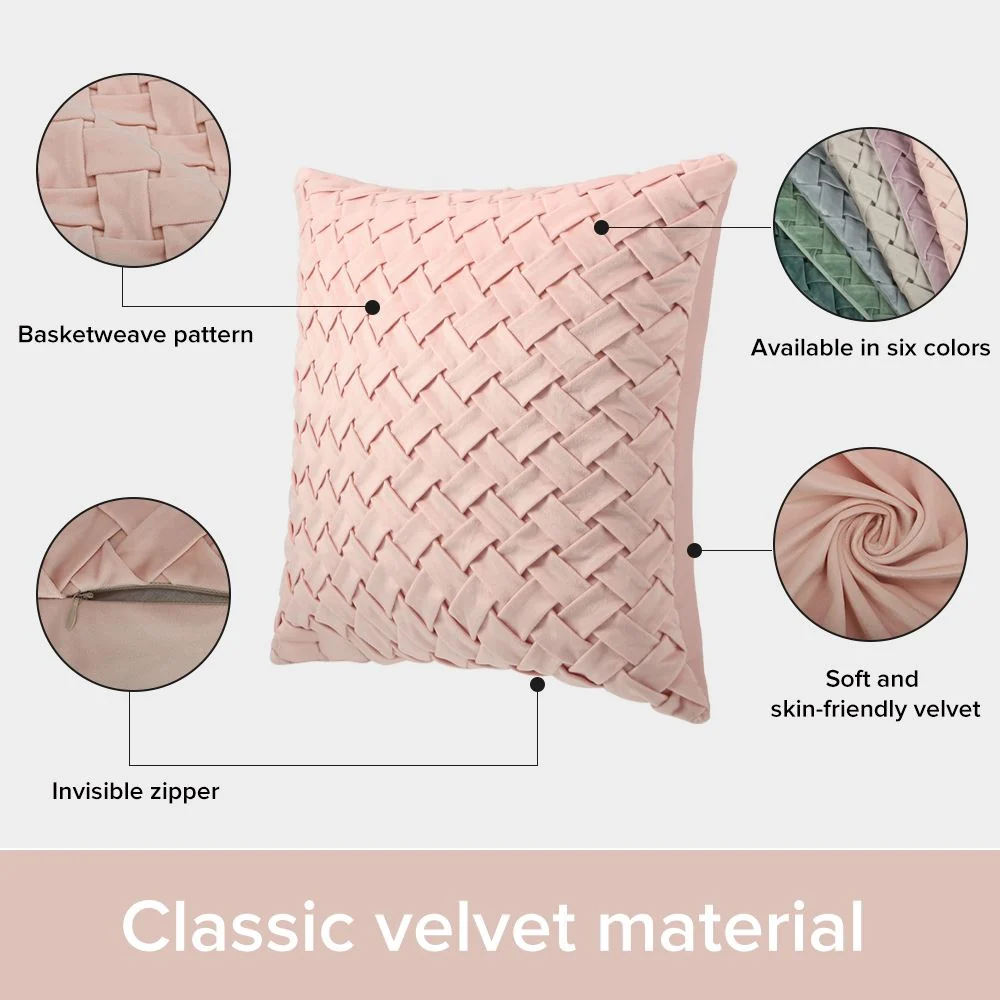 Soft Velvet Cushion Cover 40 x 40 cm - Light Pink - Image 4