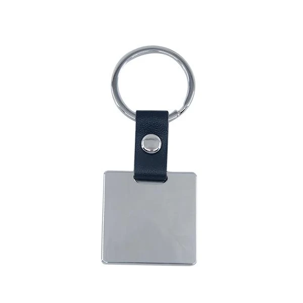 Square Metal Keyring with Leather chain - Image 3