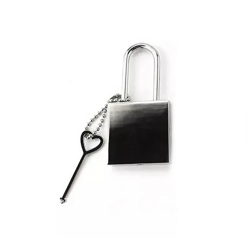Square Metal Padlock with Key - Image 3